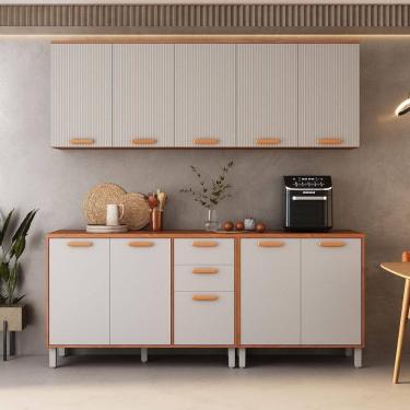 Imagem de Cozinha Completa Itatiaia 200cm Em Madeira Mdp Cinamomo Fendi Itafriz