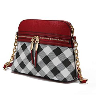 Imagem de MKF Collection Bolsa tiracolo feminina, bolsa carteiro de couro vegano com vários bolsos, bolsa de ombro da Mia K, Vermelho suki, Small
