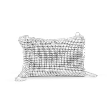 Imagem de WisePoint Bolsa transversal leve para celular, bolsa de ombro de lantejoulas para mulheres com zíper, bolsa clutch moderna para casamento, Prata, Small, Casual