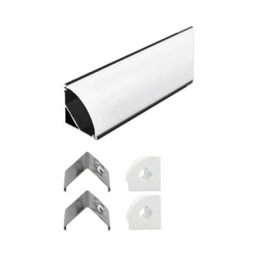 Imagem de Perfil De Alumínio Para Fita LED De 50CM, Canal Embutido Ou Montado Na