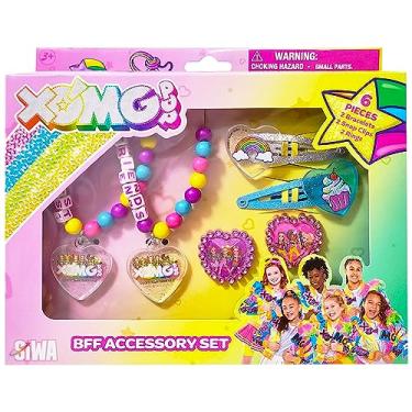 Imagem de LUV HER XOMG Pop Girls BFF Conjunto de caixa de joias de brinquedo de 6 peças com 2 anéis, 2 pulseiras de contas e clipes de cabelo de pressão para crianças a partir de 3 anos
