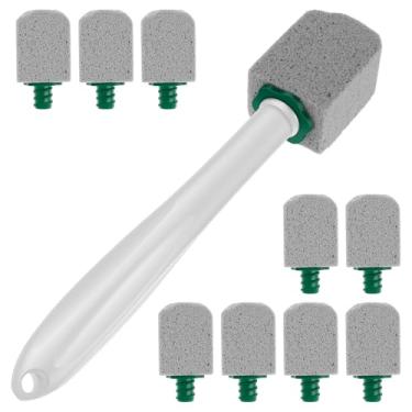 Imagem de Limpador de vaso sanitário de pedra-pomes resistente e robusta, escova de limpeza suspensa com cabeças de escova substituíveis, fácil de usar, escova de pedra-pomes para banheiros, pia de piscina