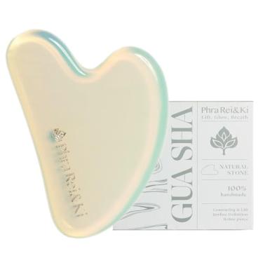 Imagem de Phra Rei&Ki ] Ferramentas faciais Gua Sha, pedra de jade natural personalizada, ferramenta Gua Sha para rosto, ferramenta de massagem manual para esculpir a linha do queixo, redução de inchaço e