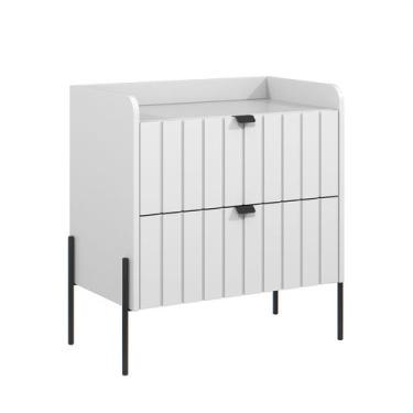 Imagem de Mesa De Cabeceira Com Gaveta Madeira Mdf 60cm Pés Aço Preto - Aprire M