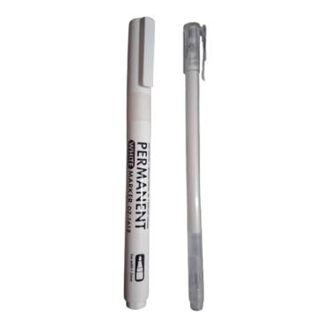 Imagem de Kit 2 Canetas Brancas com Ponta Grossa 2mm e Fina 0.6mm - Marcador Permanente e Caneta Gel para Desenho, Lettering, Papel Preto e Artesanato