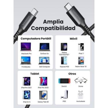 Imagem de Cabo Usb C 60W Tipo C Ugreen Fast Charge Pd Rápido 2 Metros