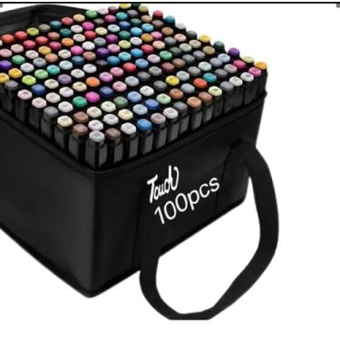 Imagem de Conjunto De Canetas Marcadoras De Cabeça Dupla De 36/48/ 100 Cores-Materiais De Pintura Em Aquarela E Arte Para Escola Escritório (100)