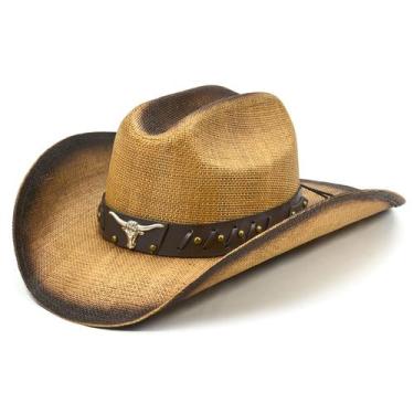 Imagem de Chapéu de caubói FLUFFY SENSE. Straw Cattleman Crease para mulheres/ho