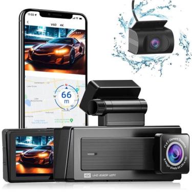 Imagem de Dash Cam OPVICAM V6D 4K+1080P frontal e traseira com GPS WiFi