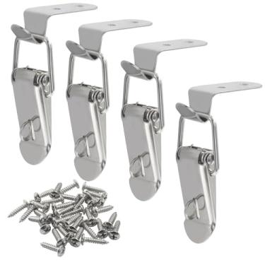 Imagem de Moicstiy 4 peças de travas de caixa de ferramentas de 90 graus, fechaduras de armário de aço inoxidável e ferrolhos de porta-malas, completo com fivela de fecho e parafusos para reboque, armário