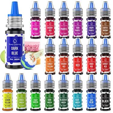 Imagem de 20 cores de tinta de sabão de banho – corante Wayin de grau alimentício seguro à base de líquido, sabonete neon concentrado vibrante para fazer sabonete, kit de bomba de banho faça você mesmo, sal de