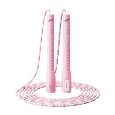 Imagem de JOINROPE Corda de pular, corda de pular com contas ajustáveis com rolamento duplo, corda de pular para crianças em casa, escola, academia, cordas de pular flexíveis e duráveis para fitness (rosa)
