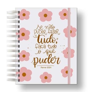 Imagem de Planner 2024 Coleção Flores e Frases/Organizador anual 210Paginas Capa Dura Branco com Flores