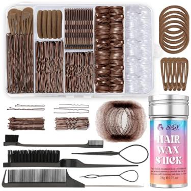 Imagem de Kit de penteados de balé de 386 peças - bastão de cera de cabelo, 200 laços elásticos, 50 grampos, 50 pinos em U, 10 redes invisíveis para coque de cabelo, 3 pentes e escovas, 2 ferramentas de laço