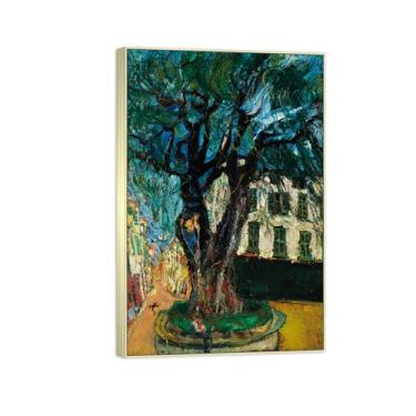 Imagem de Impressão em tela famosa pintura - imagem de arte de parede de paisagem - árvore - pôster de moldura prata para decoração de casa 70 x 105 cm 27 x 41 pol