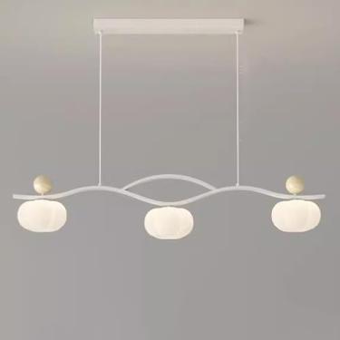 Imagem de 3 Luzes Modernas Lineares Pendentes Ilha de Cozinha Regulável LED Linear Lustre Para Mesa de Jantar Nordic Green Flower Long Strip Teto Pendurado Lâmpada Para Escritório Restaurante