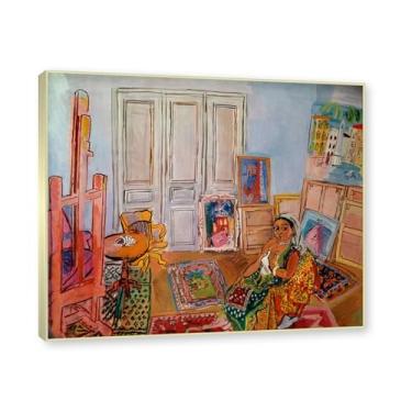 Imagem de Moldura de champanhe. Impressões Raoul Dufy, (modelo indiano), pôster de viagem vintage, arte impressionista, imagem de arte de parede em tela para decoração de casa. 70 x 84 cm - 27,5 x 33,1 pol