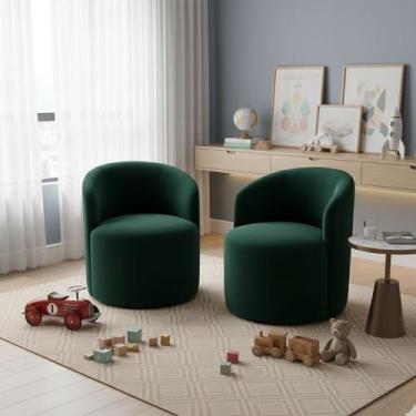 Imagem de Kit 02 Poltronas Curva Orgânica Nature Gaia Veludo Verde - Montanaris 