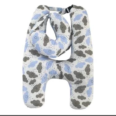 Imagem de Almofada em Forma H Adulto e Infantil Com Apoio para Pescoço de Dormir Para Viagens Descanso(Nuvenzinha azul)