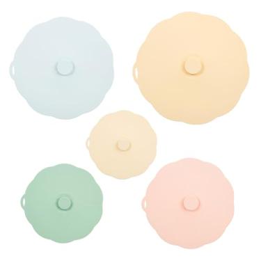 Imagem de ZJRDYYK 5 peças de tampas de silicone, vários tamanhos, capa de micro-ondas resistente ao calor para tigelas, prato, panelas, forno, geladeira e freezer, livre de BPA, lavável na lava-louças (um