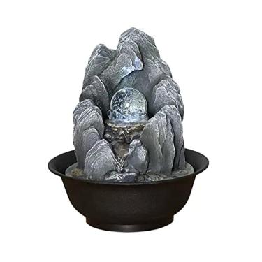 Imagem de Fonte de mesa fonte de água de mesa Zen para interiores cascata com bola giratória para mesa, secretária, escritório, casa, quarto, relaxamento, fontes de mesa de 10,6 polegadas