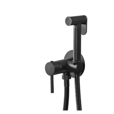 Imagem de ifgswopq Torneira de bidê portátil para vaso sanitário pulverizador de bidê de latão torneira de bidê de chuveiro sanitário torneira de banheiro de água quente e fria (cor: A5085-1B) (A5085 1B)