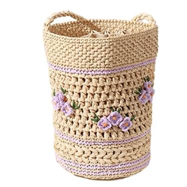 Imagem de ZUOZUIYQ Sacos de praia para mulheres tecendo mala de ombro bolsa tecido tecido para mulheres mala de praia mala boêmio mala tecido de palha