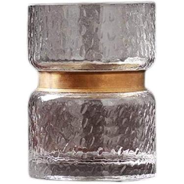 Imagem de Vaso túmulo design de cor neutra vida floral mais brilhante flores artificiais materiais naturais geométricos favoritos decoração de quarto vidro para flores (Cor: A) (B)