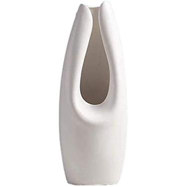 Imagem de Vaso de cerâmica criativa moda flor decoração de casa ornamentos flor falsa planta flor branca grande 41 * 20 cm para flores (cor: 16 x 21 cm) (cor: 16 x 21 cm) (20 x 41 cm)