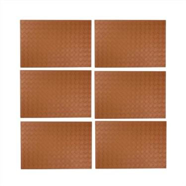 Imagem de Kit Descanso Pratos Jogo Americano 6 Peças Retangular Luxo Sousplat Impermeável Mesa Jantar Marrom