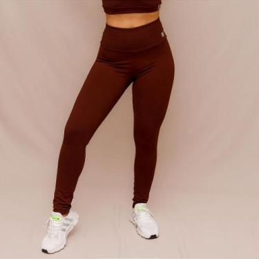 Imagem de Legging Confort Treino Corrida - Coffee - Alta Compressão e Conforto -