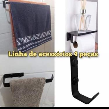 Imagem de Kit Acessórios Banheiro 4 peças IRON BLACK - Alfa Varais