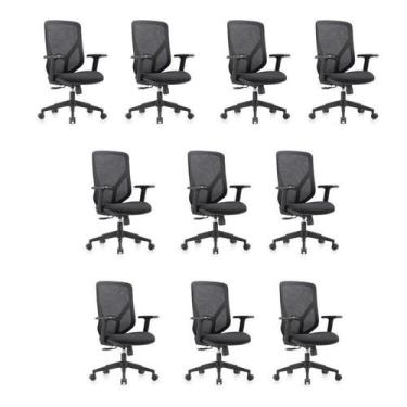 Imagem de Kit 10 Cadeiras Escritório Diretor NR17 Tela Mesh Alpha - Espresso Móv