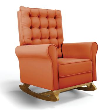 Imagem de Poltrona de Amamentação Com Balanço Manu Veludo Ferrugem Tb125 Base de Madeira - D'Rossi