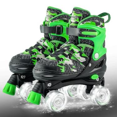 Imagem de Patins ajustáveis para meninos e jovens, patins infantis com todas as rodas iluminadas para esportes internos e externos