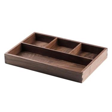 Imagem de Fenteer Bandeja de madeira para guardar joias, bandeja de servir, porta-chaves multiuso, caixa dividida para anéis, aperitivos, relógios, joias, fones de
