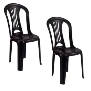 Imagem de Kit 2 Cadeira Poltrona Preta Bistro Polipropileno Jardim Varanda