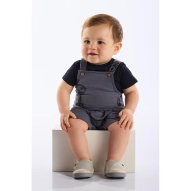 Imagem de Conjunto Jardineira e Body para Bebê Up Baby, Preto, P
