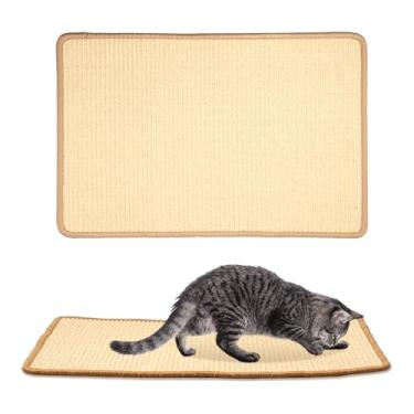 Imagem de 2 peças tapete arranhador para gatos 60 x 40 cm tapete de sisal para arranhar o chão com fundo antiderrapante resistente ao desgaste almofada de arranhões para pisos, paredes, tapetes e sofás (pacote