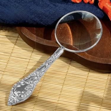 Imagem de Lupa portátil portátil, lupa de alta definição, adequada para leitura, prata