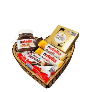Imagem de Cesta Chocolate Kinder Ferrero e Nutella no Coração Presente Especial 
