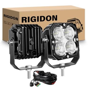 Imagem de RIGIDON 2 peças de farol de neblina LED de 11,5 polegadas 30 W, holofote de 3000LM para dirigir Offroad com fio conector DT 18AWG para caminhões, picapes, carros, SUV, ATV, UTV, 4 x 4, barco, campista