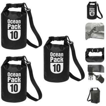 Imagem de Kit 3 Sacos Estanques 10L Impermeáveis Para Praia Piscina Camping Tril