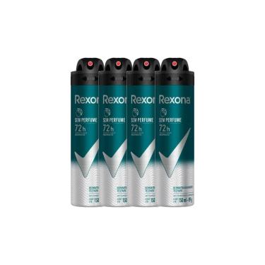 Imagem de Kit 4 Desodorante Antitranspirante Aerosol Masculino Rexona Sem Perfume 72 horas 150ml
