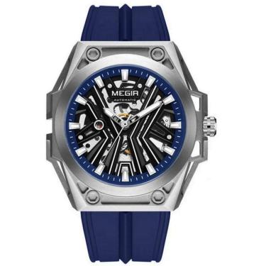 Imagem de Relógio Masculino Automático Esportivo Pulseira De Silicone Impermeavel Azul