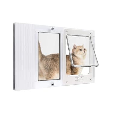 Imagem de Petoasis Porta para animais de estimação para janela de 58,4 a 96,5 cm de largura, porta de janela para animais de estimação para gatos e cães pequenos, 20 cm L × 10,157 cm A, sem instalação de