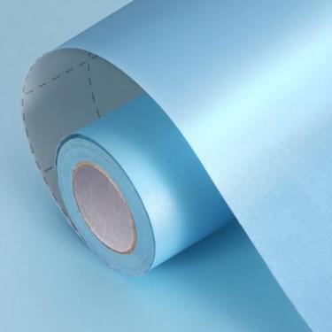 Imagem de Papel de embrulho azul celeste, 43 cm x 10 m, cor sólida, papel de embrulho perolado azul claro para casamento, dia dos namorados, aniversário, Natal, chá de bebê, Páscoa, convites DIY