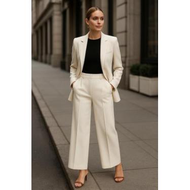 Imagem de Conjunto alfaiataria feminino blazer e calça pantalona - NK Modas, Gel