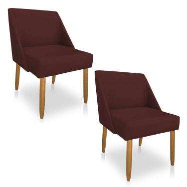 Imagem de Kit 02 Cadeiras Poltrona Juliana Suede Pés Palito Castanho Marsala