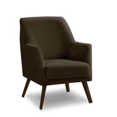 Imagem de Poltrona Decorativa Retrô Recepção Magali Lisa Veludo Marrom Lansofbr